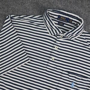 Polo Ralph‎ Lauren Shirt Mens Small Classic Fit Navy White Striped Pocket Polo